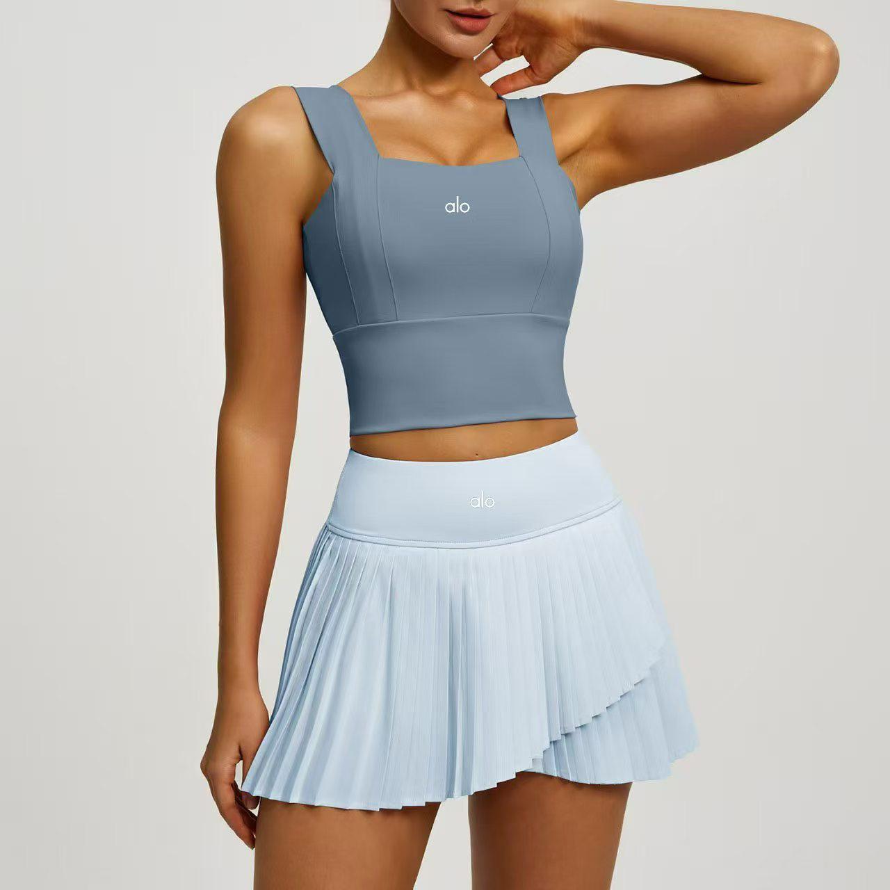 Jupe Alo bleu clair Plissée Asymétrique